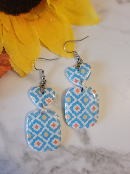 Boho Mosaic - Blue Country Craft Barn Earrings (#403E)