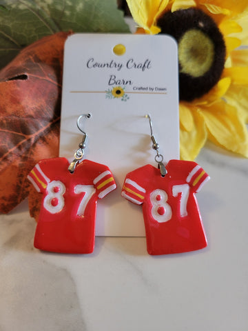 Fan Favorite Flair 87 Jersey - Red Country Craft Barn Earrings (#400E)