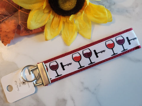 Wine Glasses - Red Country Craft Barn Key Chain/FOB (KC-83)