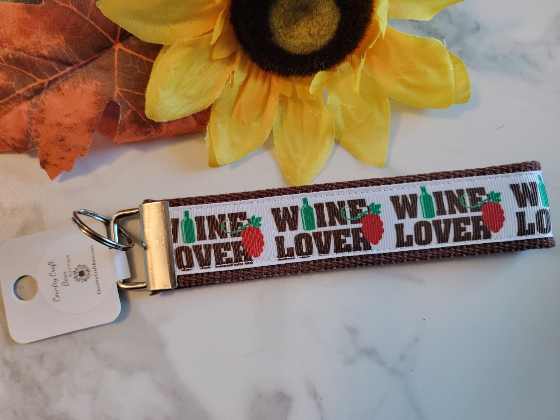 Wine Lover - Brown Country Craft Barn Key Chain/FOB (KC-82)