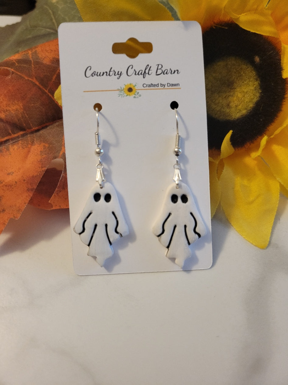 👻 Boo Buddies 👻 - White Country Craft Barn Earrings (407E)