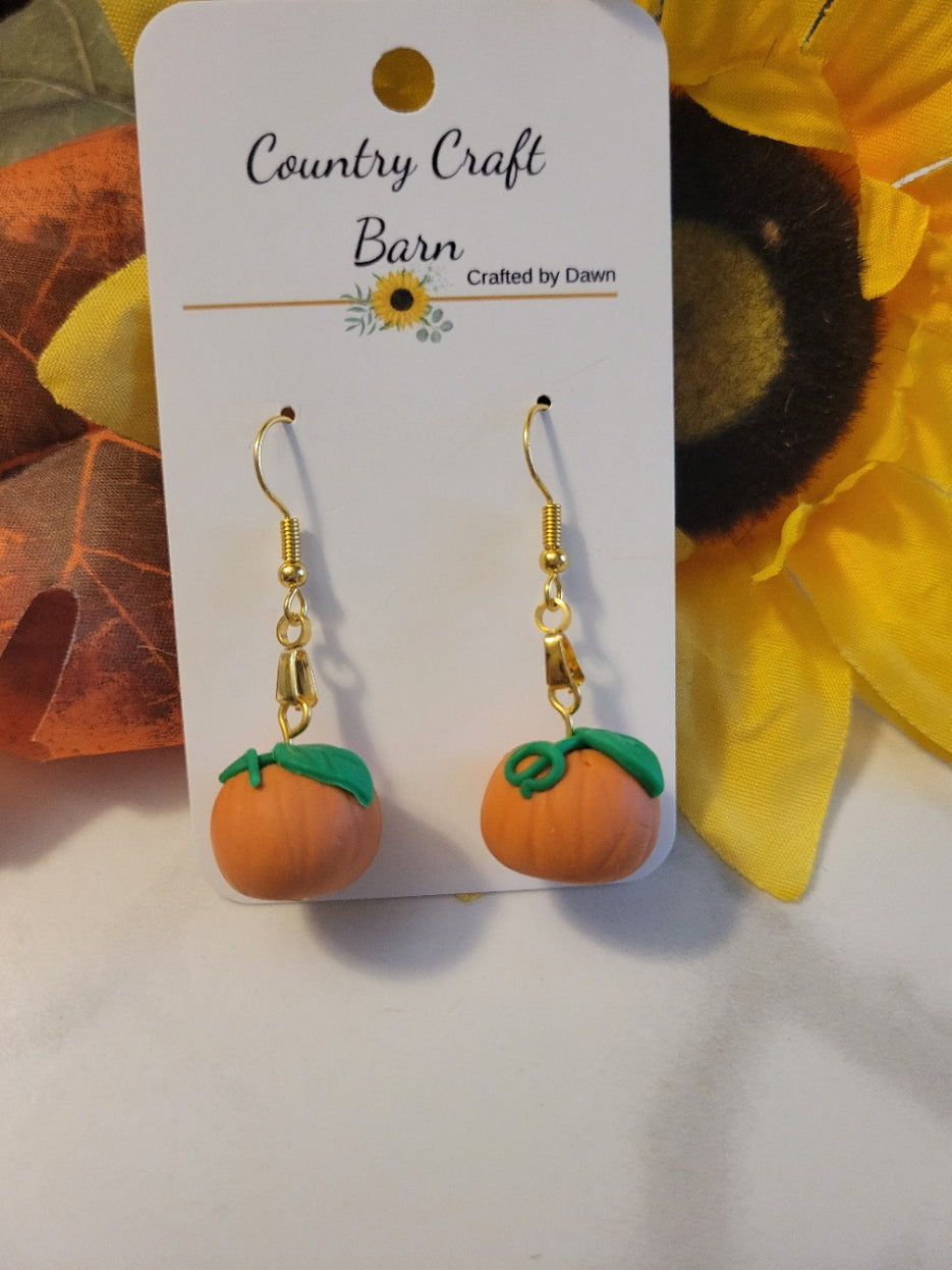 Pumpkin Patch Charm - Orange Country Craft Barn Earrings (405E)