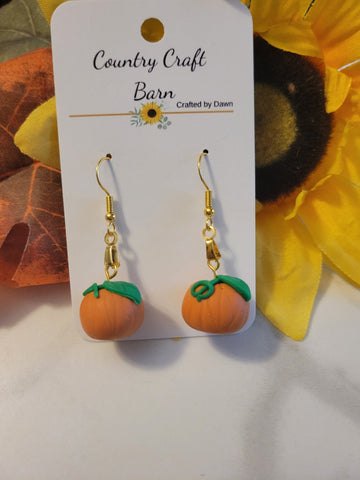 Pumpkin Patch Charm - Orange Country Craft Barn Earrings (405E)
