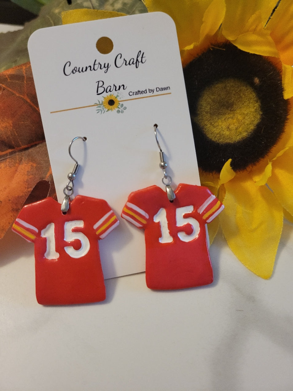 Fan Favorite Flair 15 Jersey - Red Country Craft Barn Earrings (#406E)