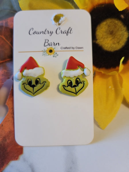 Grinchy Bits - Green Country Craft Barn Med Post Earrings (412-E)