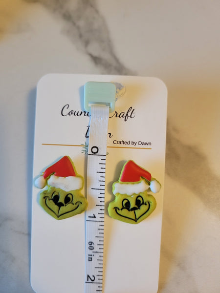 Grinchy Bits - Green Country Craft Barn Med Post Earrings (412-E)