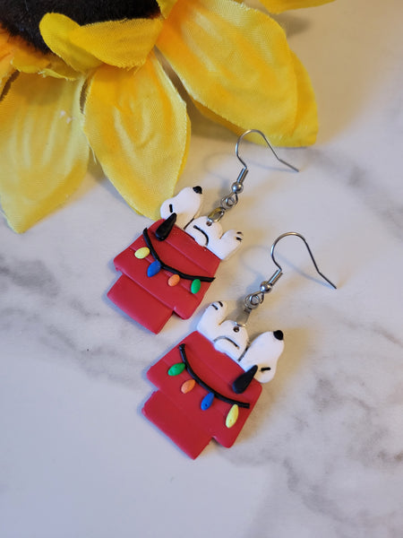 🐾 Snoozy Snoopy Holiday Dangle - Multi Country Craft Barn Earrings (E-411)