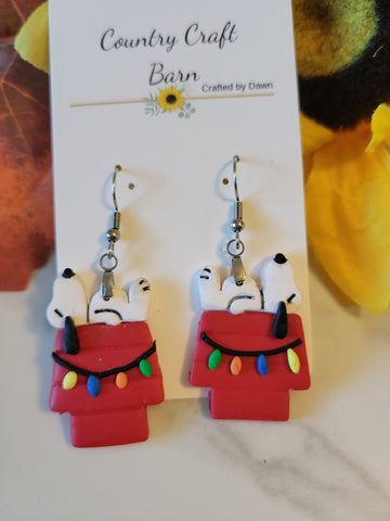 🐾 Snoozy Snoopy Holiday Dangle - Multi Country Craft Barn Earrings (411E)
