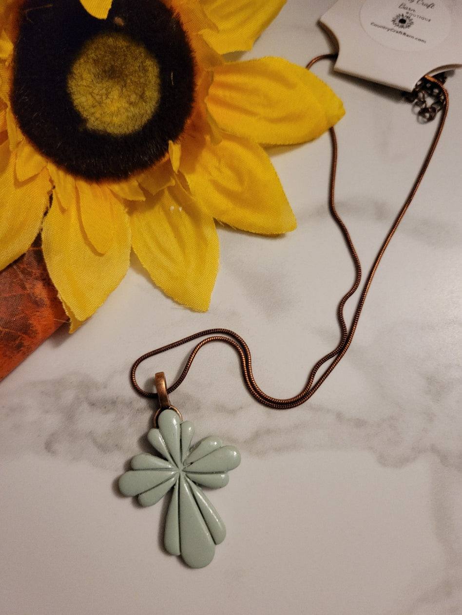 Grace & Glow - Sage/Copper Country Craft Barn Necklace (659-NL)