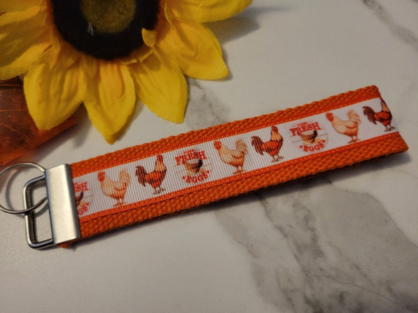 Chicken Chicken - Orange/Cream Country Craft Barn Key Chain (KC-115)