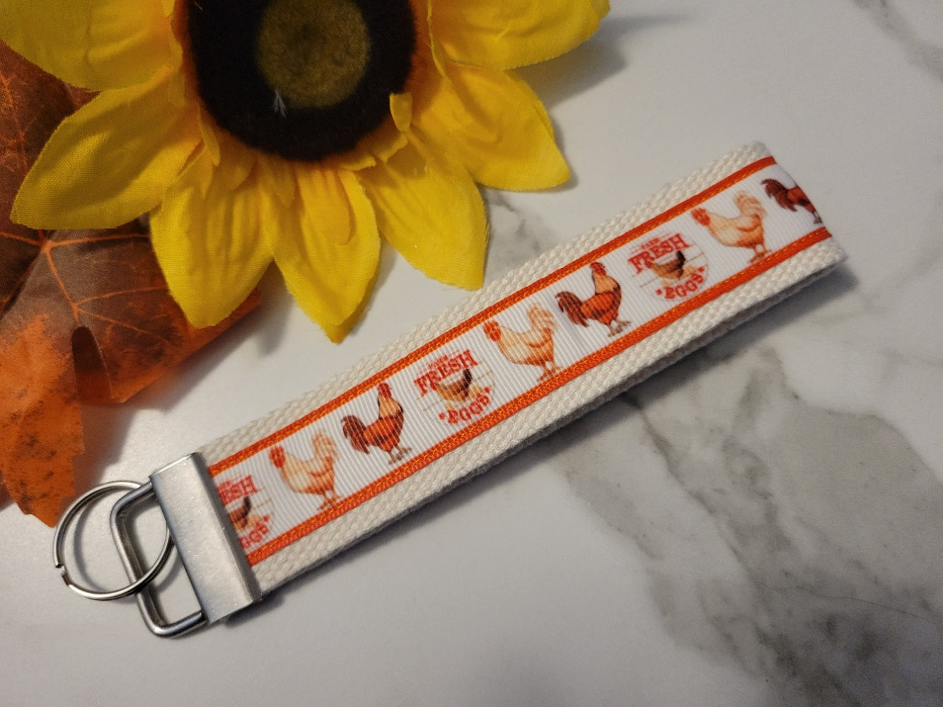 Chicken Chicken - Orange/Cream Country Craft Barn Key Chain (KC-115)
