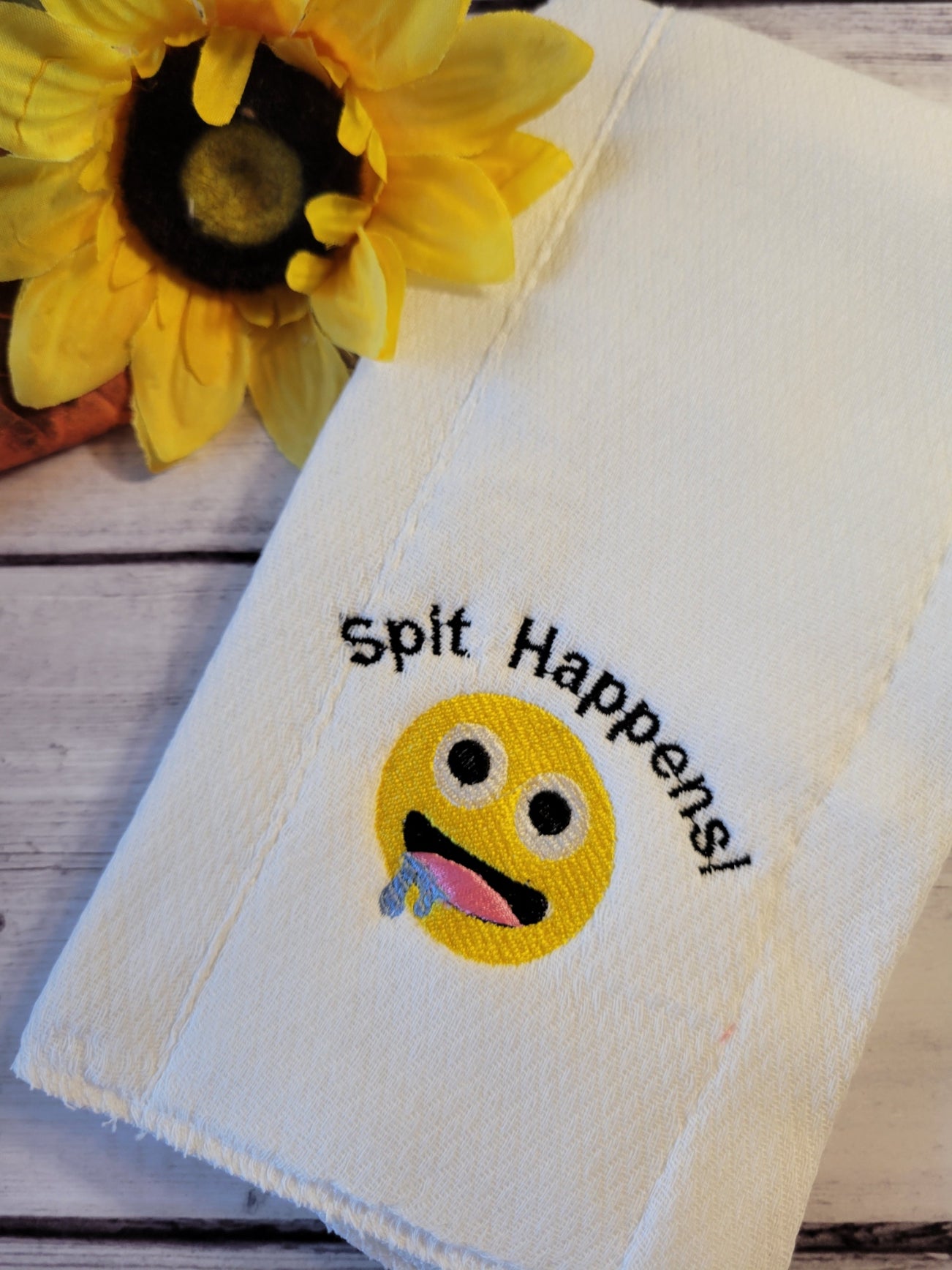 Spit Happens! - Yellow Country Craft Barn Cloth Diaper Burp Cloth (BR-109)