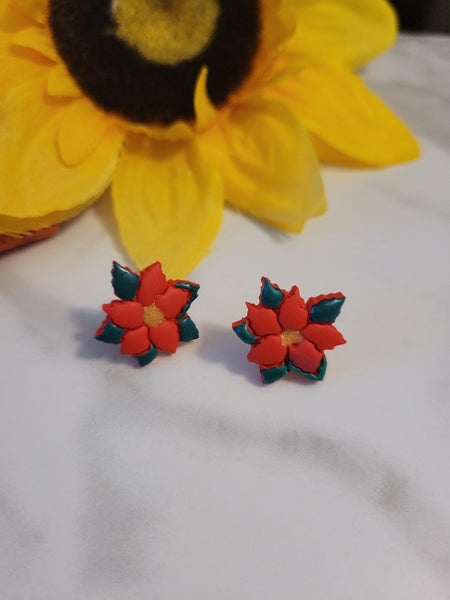 Holiday Petals – Red Craft Barn Earrings (#422E)