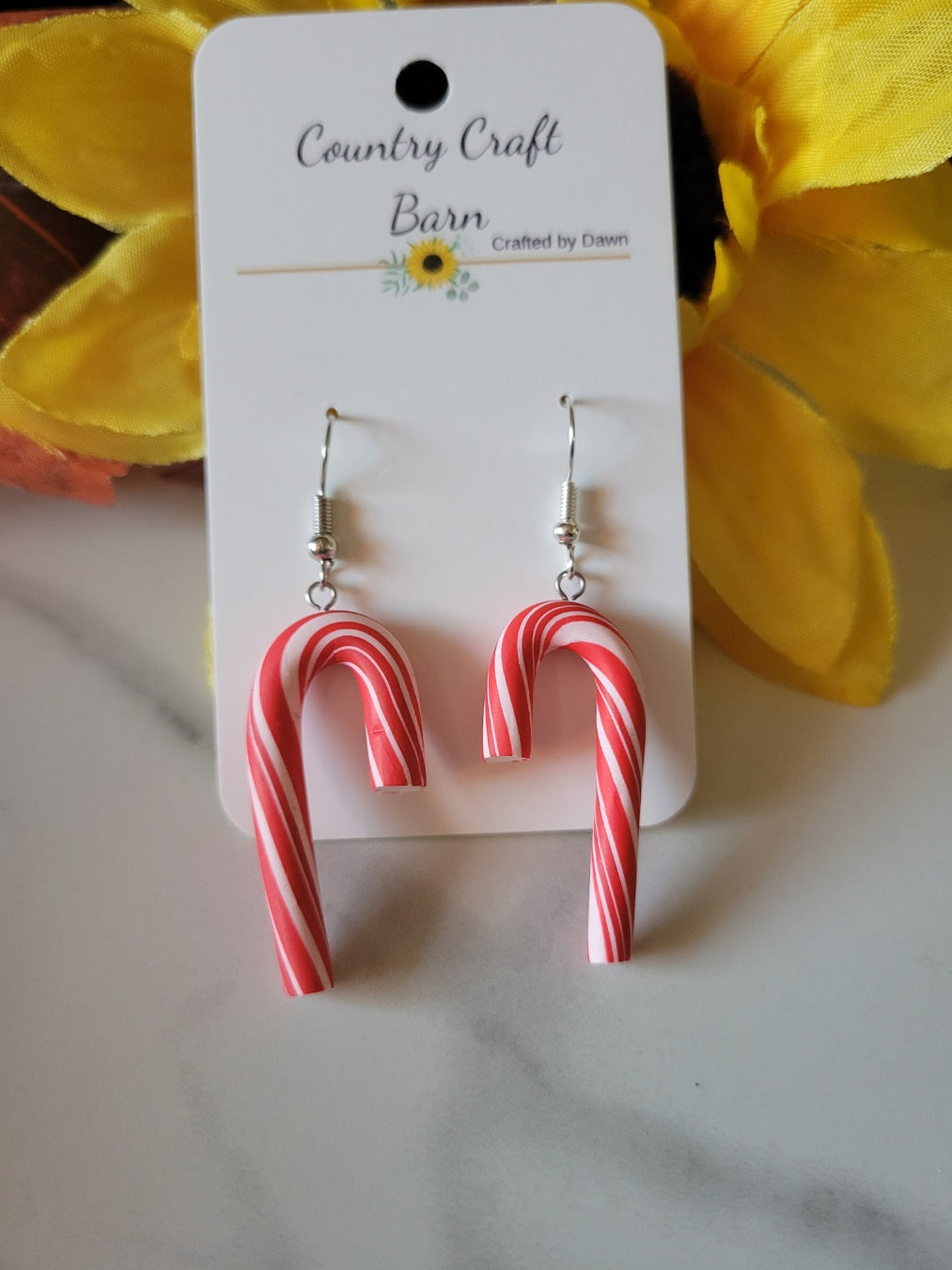 Peppermint Parade – Red/White Craft Barn Earrings (#421E)
