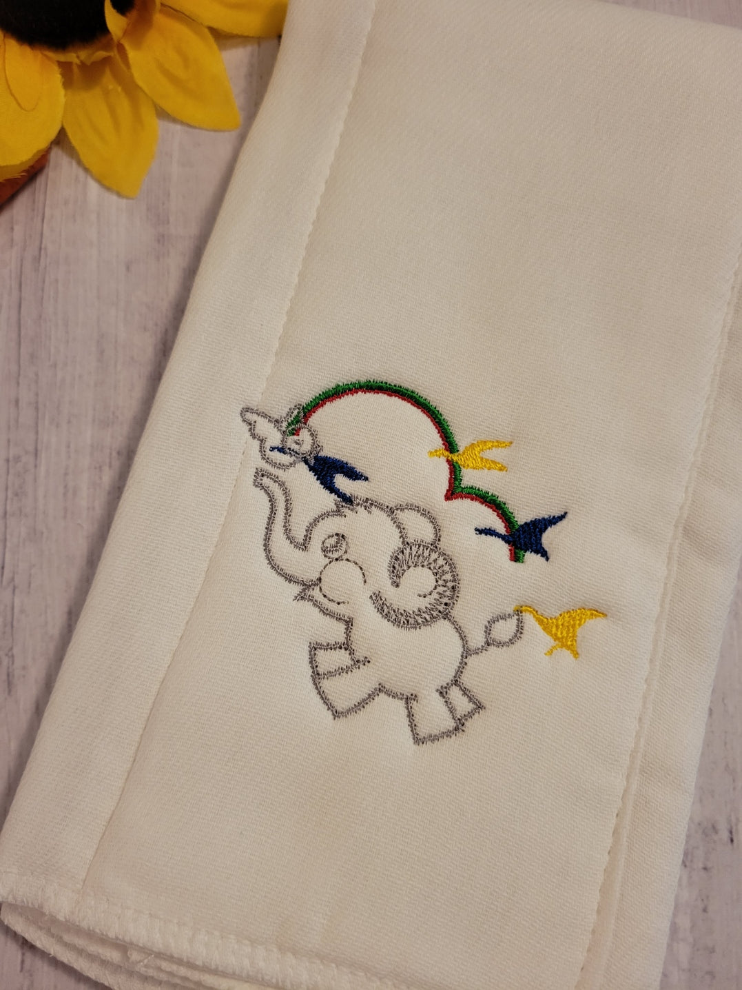 Little Lift-Off Burp Cloth - Grey Elephant Country Craft Barn Cloth Diaper Burp Cloth (BR-104)