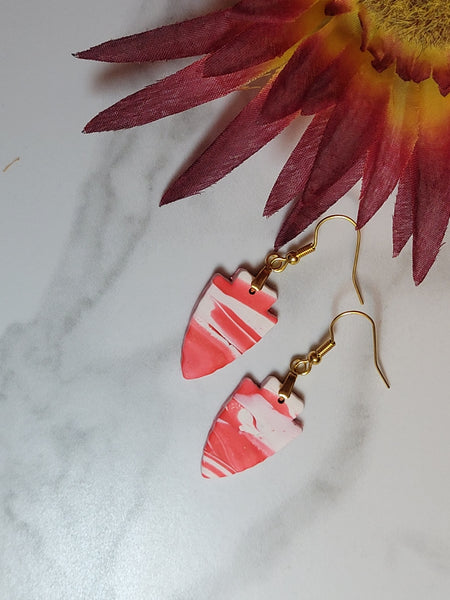Arrowhead Spirit - White/Red Country Craft Barn Earrings (E-428)