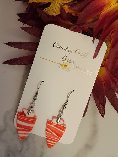 Arrowhead Spirit - White/Red Country Craft Barn Earrings (E-428)