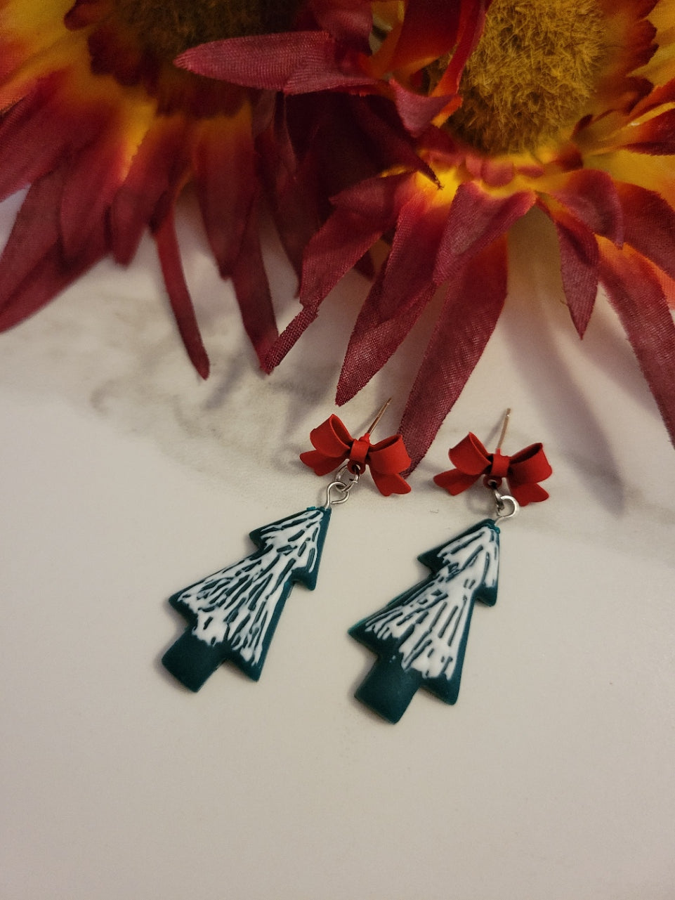 Snow-Kissed Sprigs - Green Country Craft Barn Earrings (E-426)