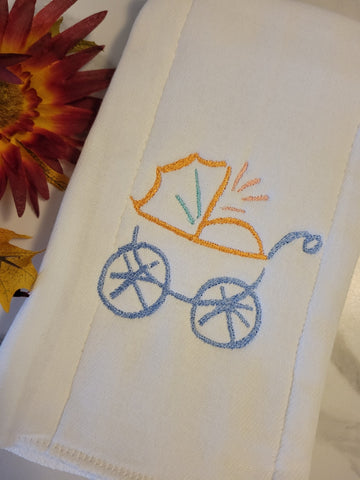 Baby Carriage - Pastel Country Craft Barn Cloth Diaper Burp Cloth (BR-111)