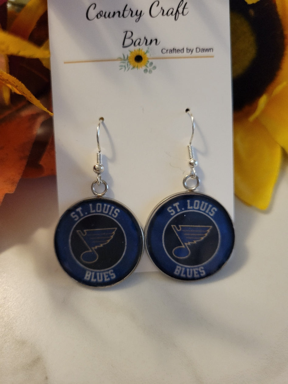 St Louis Blues - Blue/Yellow Country Craft Barn Earrings (E-429)