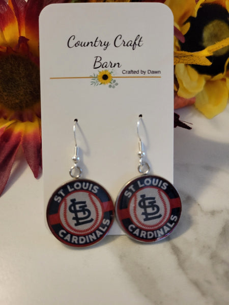 St Louis Cardinals - Blue Country Craft Barn Earrings (E-430)