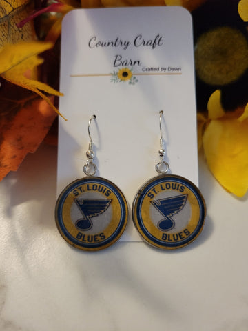 St Louis Blues - Blue/Yellow Country Craft Barn Earrings (E-429)