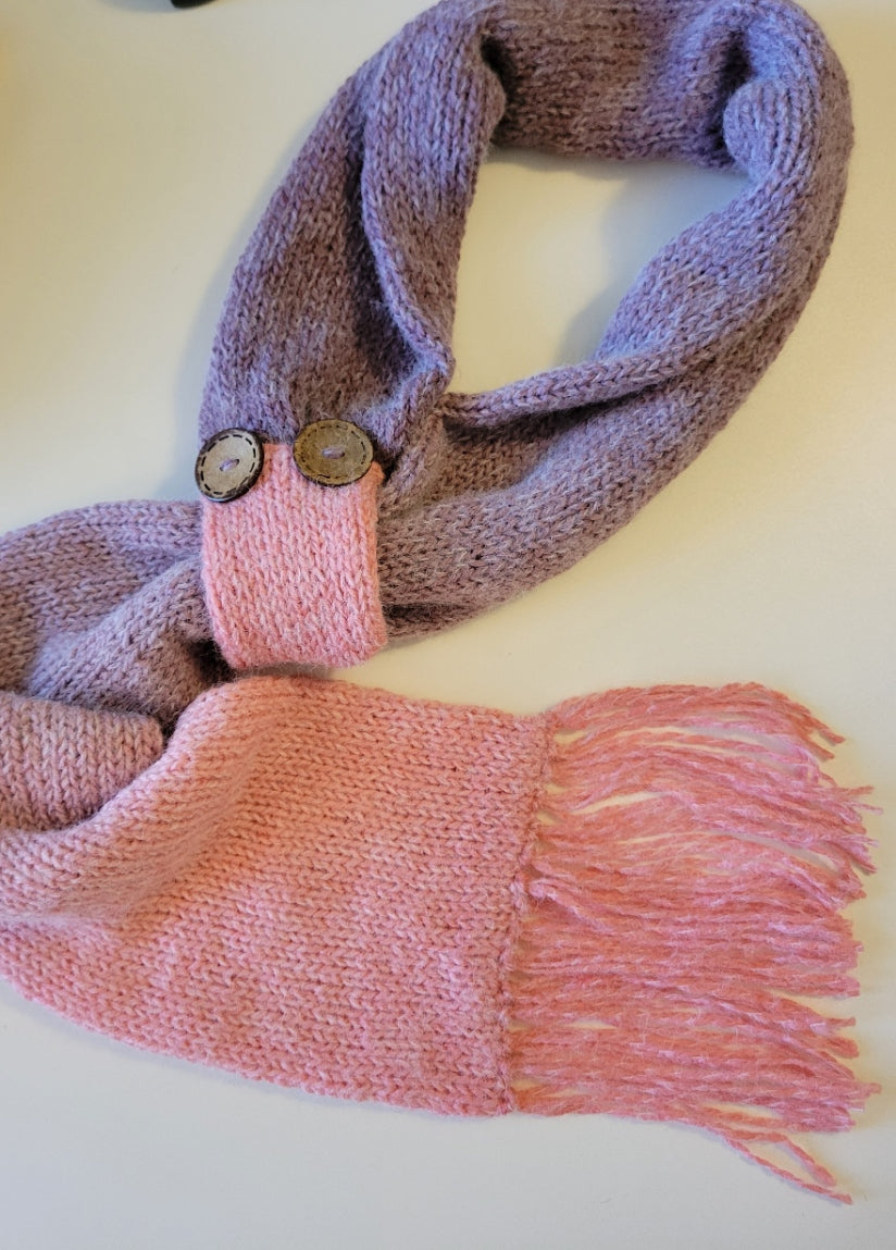 Button and Loop - Beet Red/Purple Country Craft Barn Scarf (SC-1017)