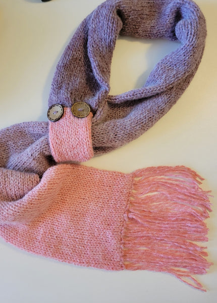 Button and Loop - Beet Red/Purple Country Craft Barn Scarf (KS-1017)