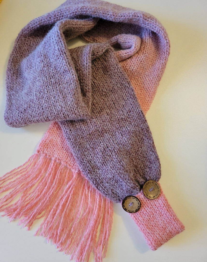 Button and Loop - Beet Red/Purple Country Craft Barn Scarf (SC-1017)