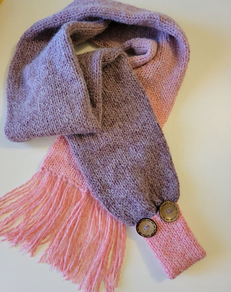 Button and Loop - Beet Red/Purple Country Craft Barn Scarf (KS-1017)