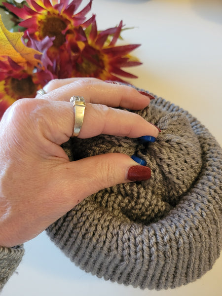 Reversible Knit Hat - Gray/Navy - Country Kraft Barn (KH-2022)