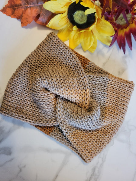 Twist Knot Headband/Ear Warmer - Taupe Ombre Country Craft Barn  (KB-920)