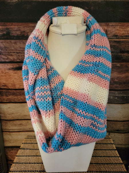 Life Pink Blue and White Multi Colored Country Craft Barn Scarf (SC-1045)