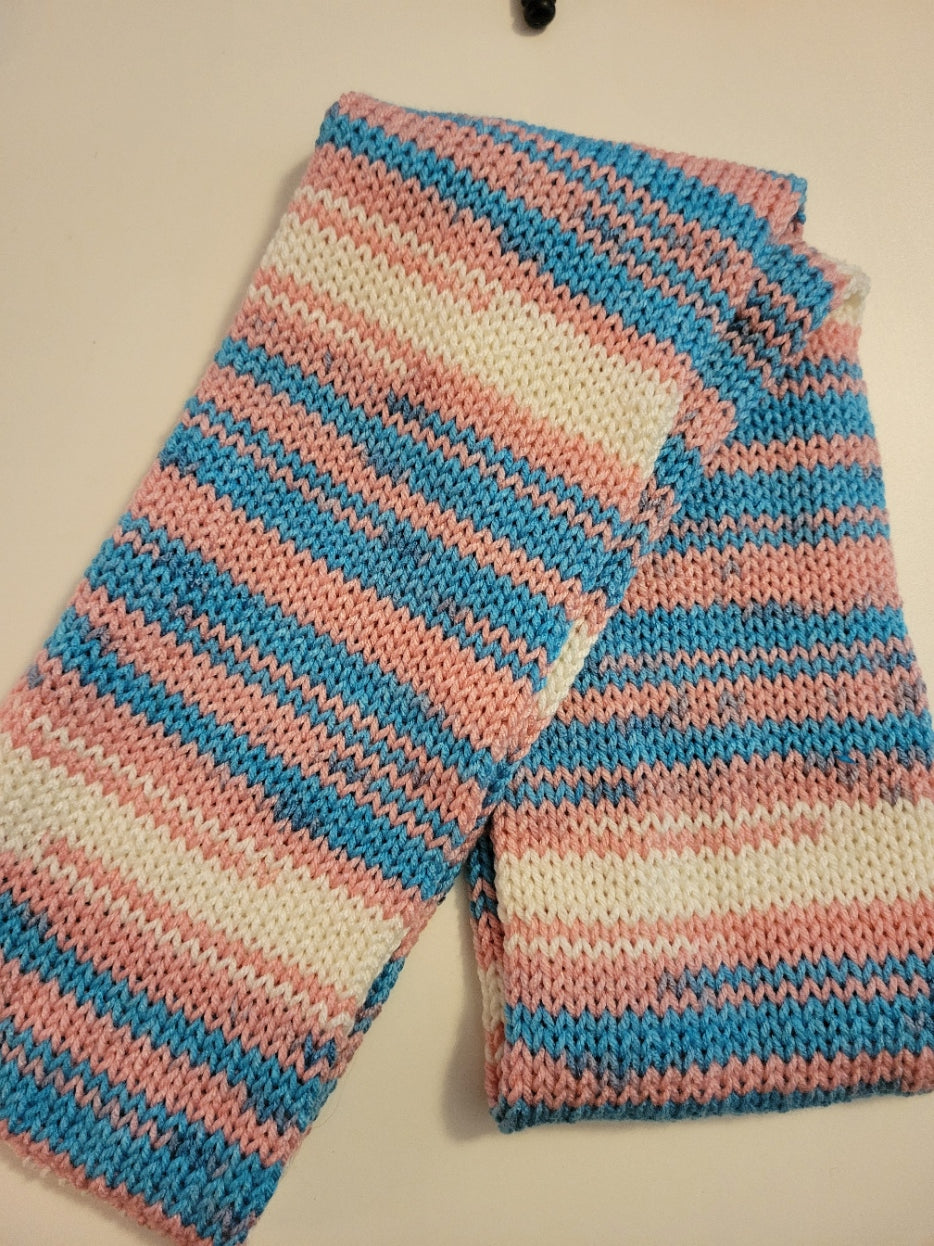Life Pink Blue and White Multi Colored Country Craft Barn Scarf (SC-1045)