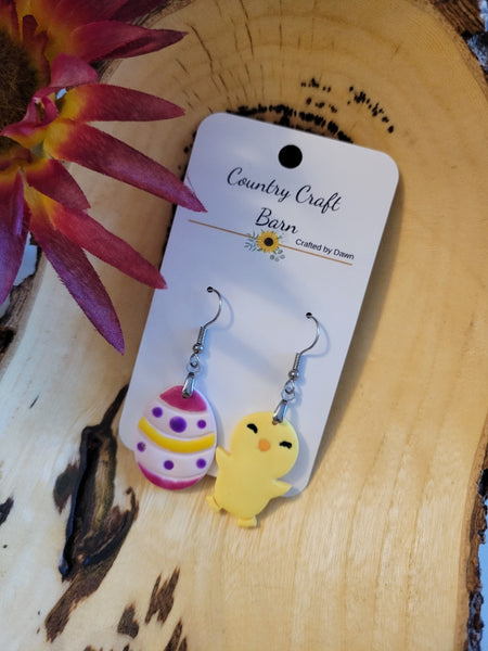 Peep & Pastel Pair - Yellow Country Craft Barn Earrings (E-369)