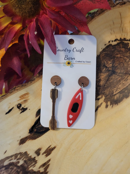 Lake Day Dangles - Red Post Back Country Craft Barn Earrings (E-376)