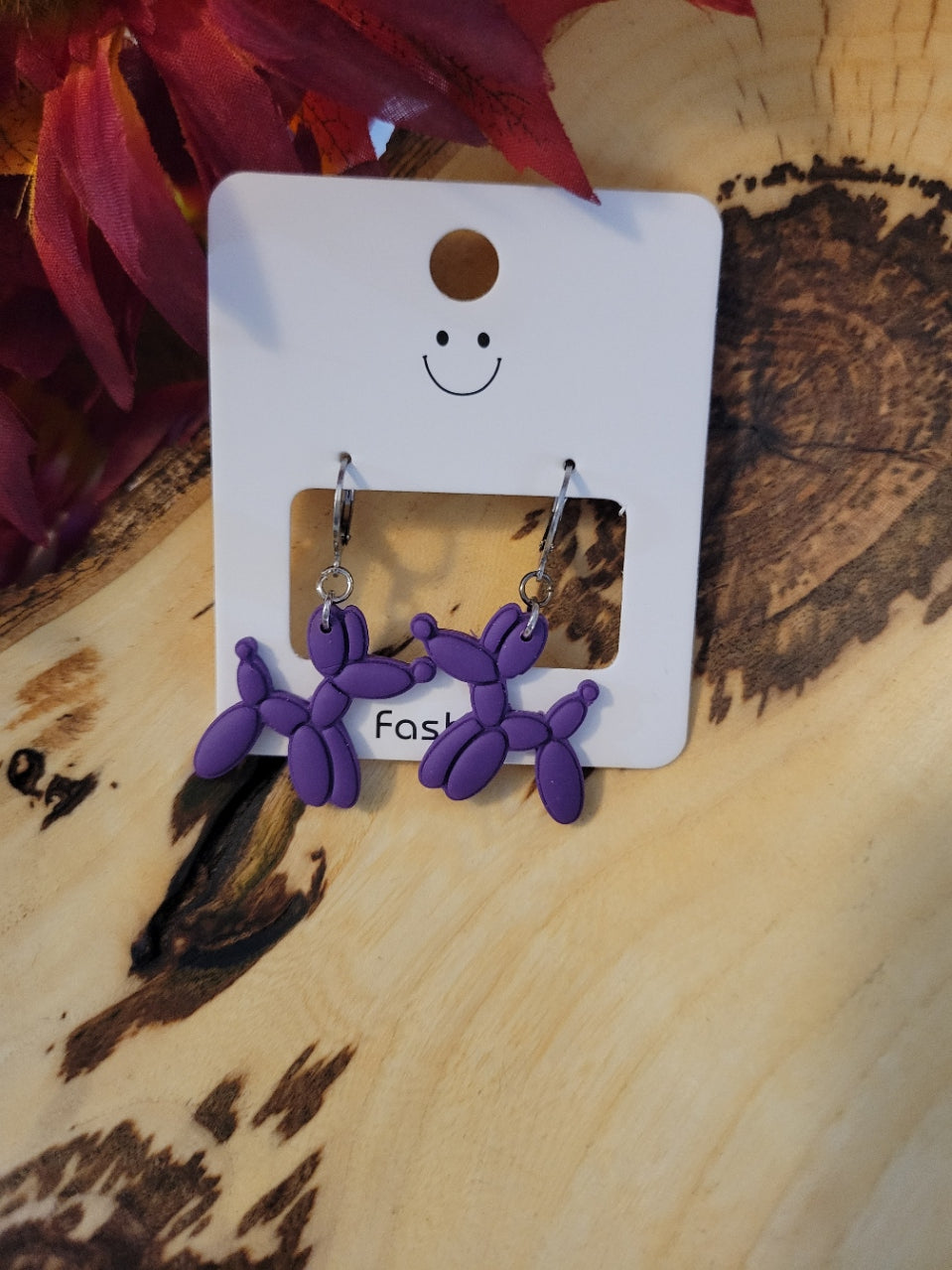 Party Pup - Purple Country Craft Barn Huggie Earrings (E-435)