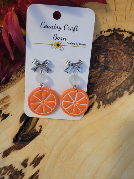 Orange You Sweet -Orange Country Craft Barn Post Earrings (E-436)