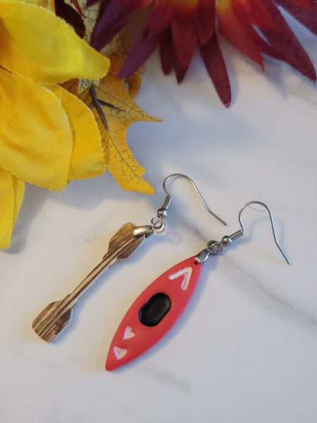 Lake Life -Red Country Craft Barn Canoe Earrings (E-438)