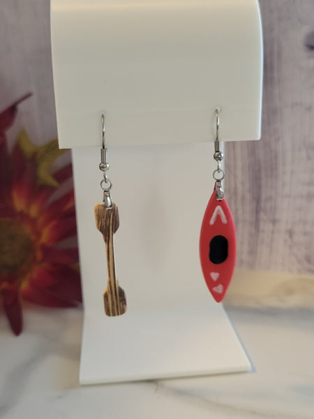 Lake Life -Red Country Craft Barn Canoe Earrings (E-438)