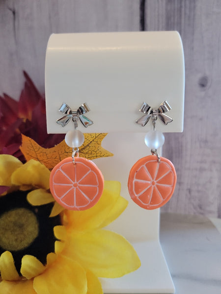 Orange You Sweet -Orange Country Craft Barn Post Earrings (E-436)