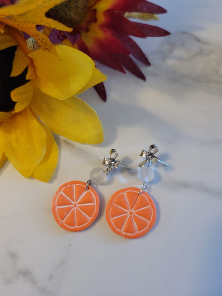 Orange You Sweet -Orange Country Craft Barn Post Earrings (E-436)