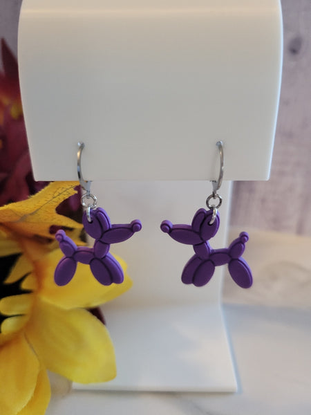 Party Pup - Purple Country Craft Barn Huggie Earrings (E-435)