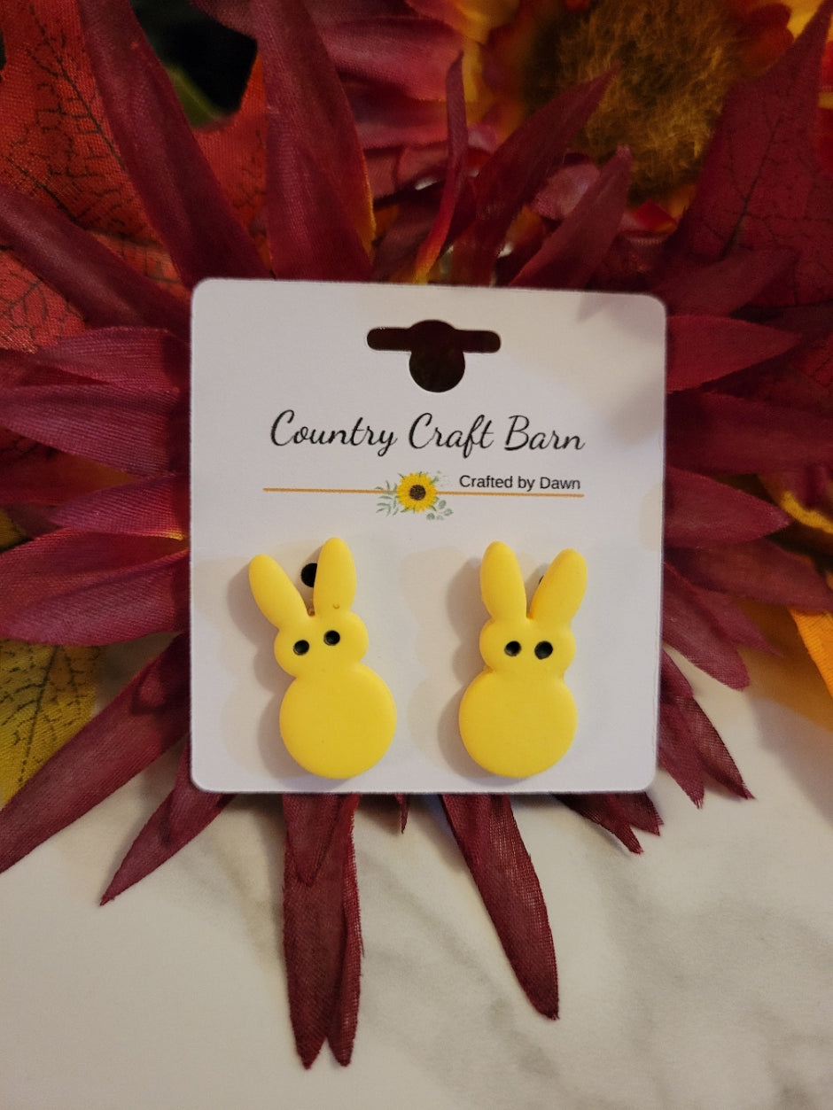 Peep Parade - Yellow Country Craft Barn Post Earrings (E-440)
