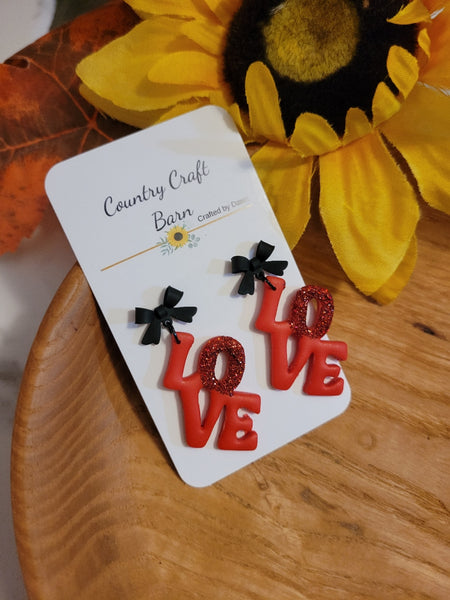 Love Pop - Red/Black Country Craft Barn Earrings (E-444)