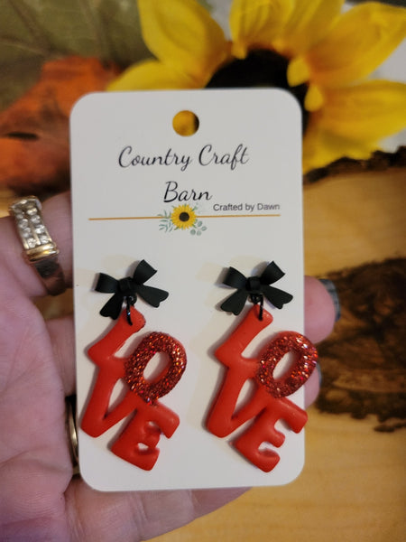 Love Pop - Red/Black Country Craft Barn Earrings (E-444)