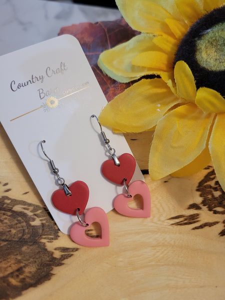 Cutie Connection - Red/Pink Country Craft Barn Earrings (E-445)