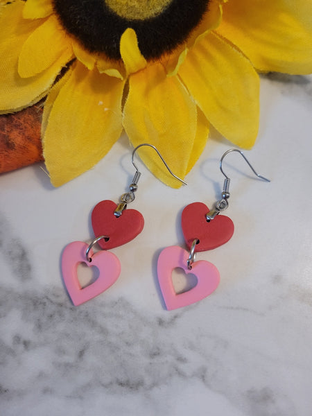 Cutie Connection - Red/Pink Country Craft Barn Earrings (E-445)
