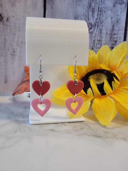 Cutie Connection - Red/Pink Country Craft Barn Earrings (E-445)