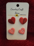 Sweethearts Duo - Red/Pink Country Craft Barn Post Pack Earrings (SS-005)
